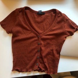 forever 21 button up crop top t-shirt